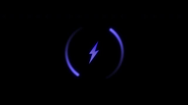 Animated glowing charging spark icon with four options on transparent background 4K
