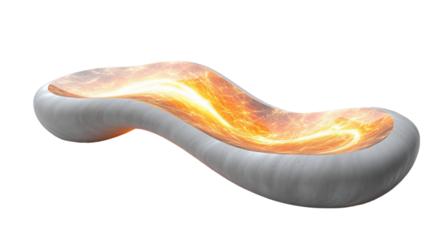 Glowing Abstract Sculpture with Swirling Orange Light and White