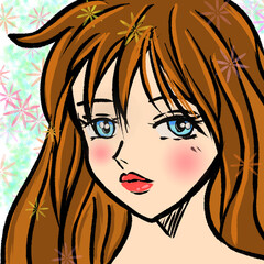 Pretty lady and flowers