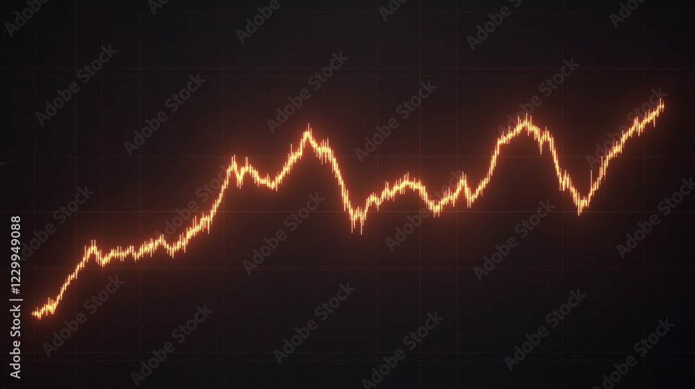 Leinwandbilder a digital chart with a glowing golden line representing gold price trends, set against a dark backgr