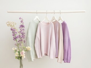 Stylish pastel hues in a cozy sweater display modern boutique fashion photography bright studio elegance