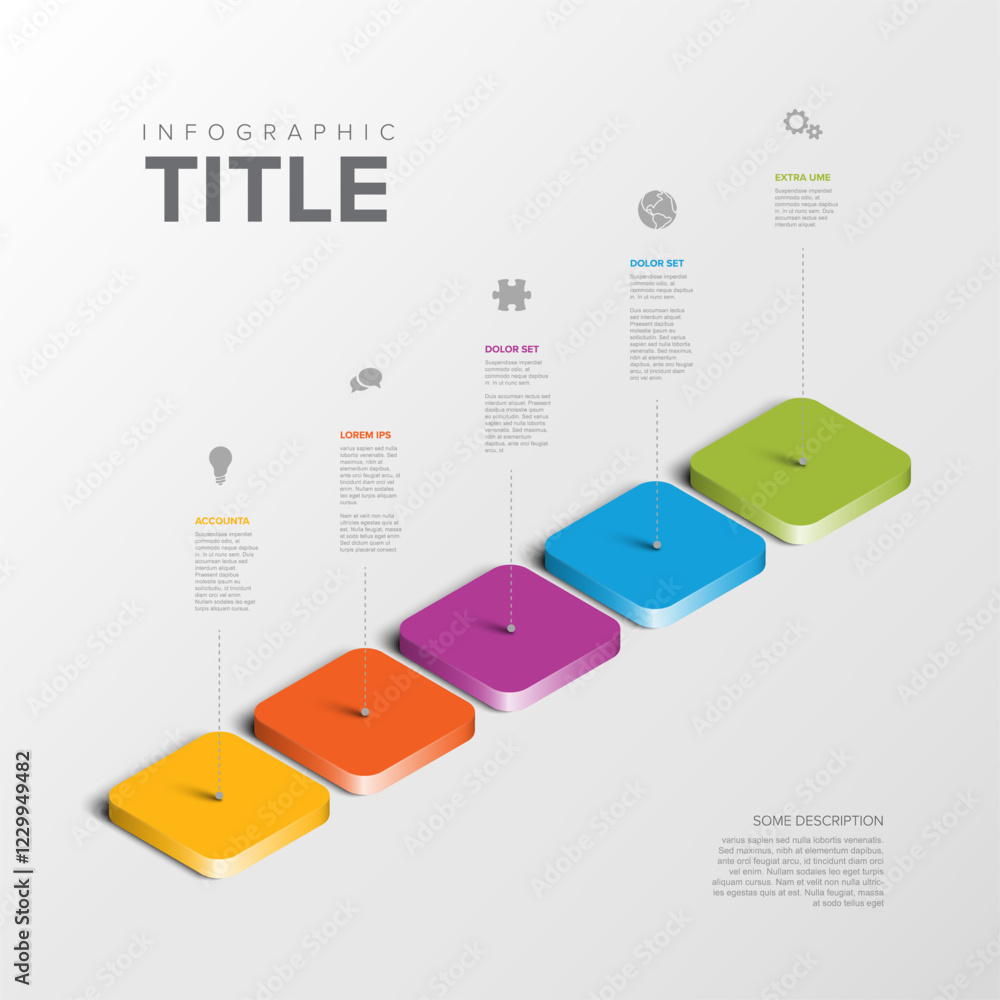 Poster a 3d infographic features five colorful, elevated squares with detailed descriptions. this infochart