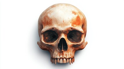 Fototapeta premium A realistic depiction of a skull with intricate details, showcasing textures and colors, This image can be utilized in educational materials, medical illustrations, and artistic projects,