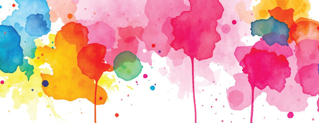 Holi colorful abstract liquid watercolor background with artistic, paint, splashes, grunge, splatter, texture, powder, Artwork for creative banner, card, template, effect, ink, blot design vector