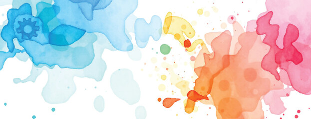 Holi colorful abstract liquid watercolor background with artistic, paint, splashes, grunge, splatter, texture, powder, Artwork for creative banner, card, template, effect, ink, blot design vector