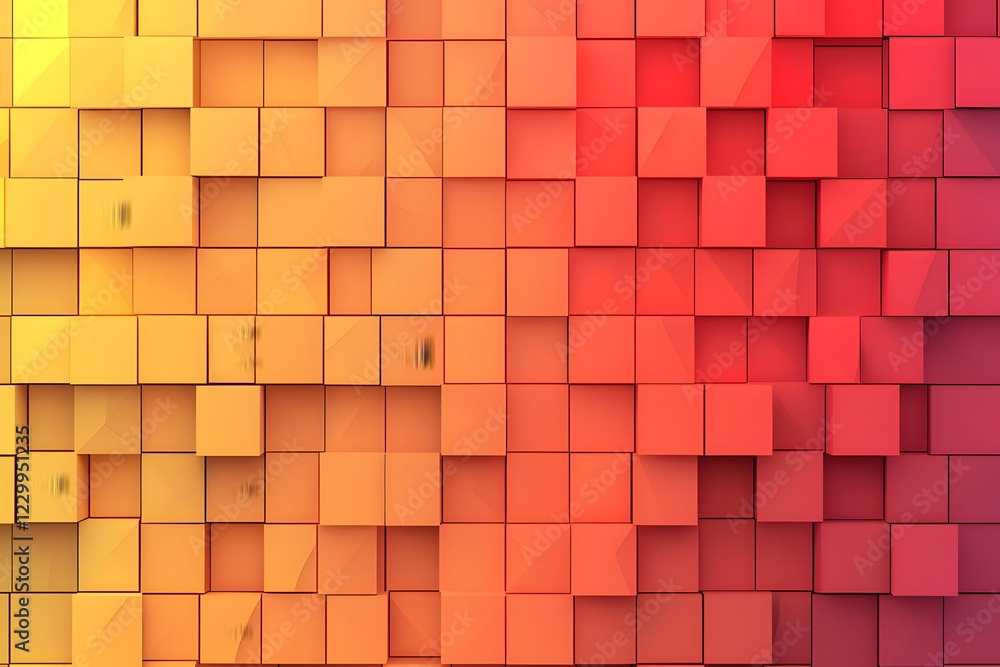 Poster abstract orange and red 3d cube background texture geometric pattern design