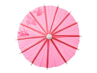 Pink paper umbrella isolated on transparent or white background, png