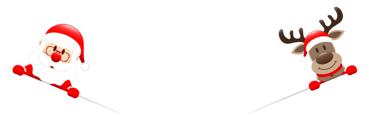 Weihnachtsmann Und Rentier Diagonal Banner Innen