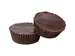 Chocolate peanut butter candies isolated on transparent or white background, png