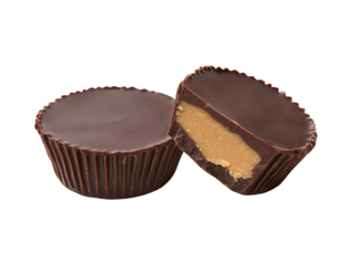 Chocolate peanut butter cups isolated on transparent or white background, png