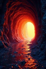 Tunnel entrance with bright light fading into darkness, tunnel, passageway