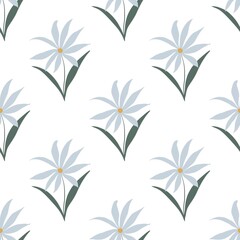 Floral seamless pattern with abstract small flowers, delicate isolated  illustration for textile or wallpaper, background or cover, hand drawn print with design elements.