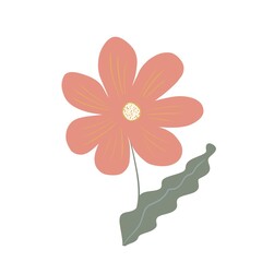 Cute flower. Cartoon on white background. Fresh illustration. Flower. Icon and symble. Springtime