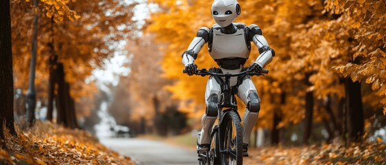 Man riding bicycle on city street surrounded by buildings and greenery in urban environment