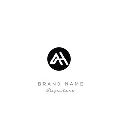 Minimal creative initial based AH logo and HA logo. Letter AH HA creative elegant monogram Black and white.