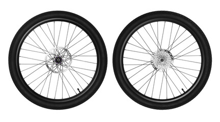 Mountain bike wheels isolated on white background