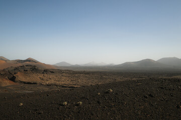 view of the volcanic landscape on Lanzarote