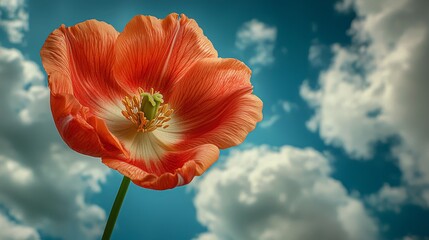 Obraz premium Captivating orange flower blooms under blue sky nature photography outdoor setting close-up perspective