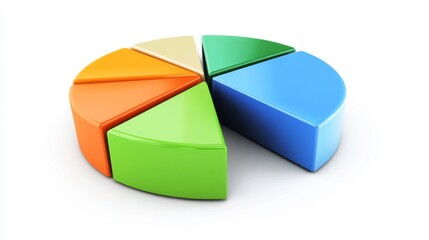 A financial pie chart with green, blue, and orange segments, clearly illustrating budget allocation, set against a white background with subtle financial icons.