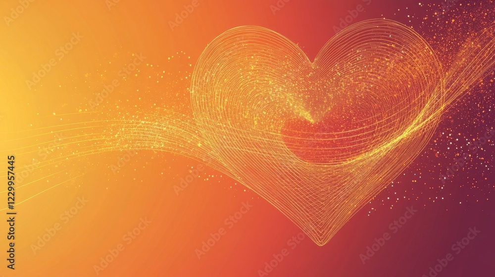 Poster A glowing heart wave pattern flowing through a gradient background, capturing the essence of life and vitality in a visually striking design