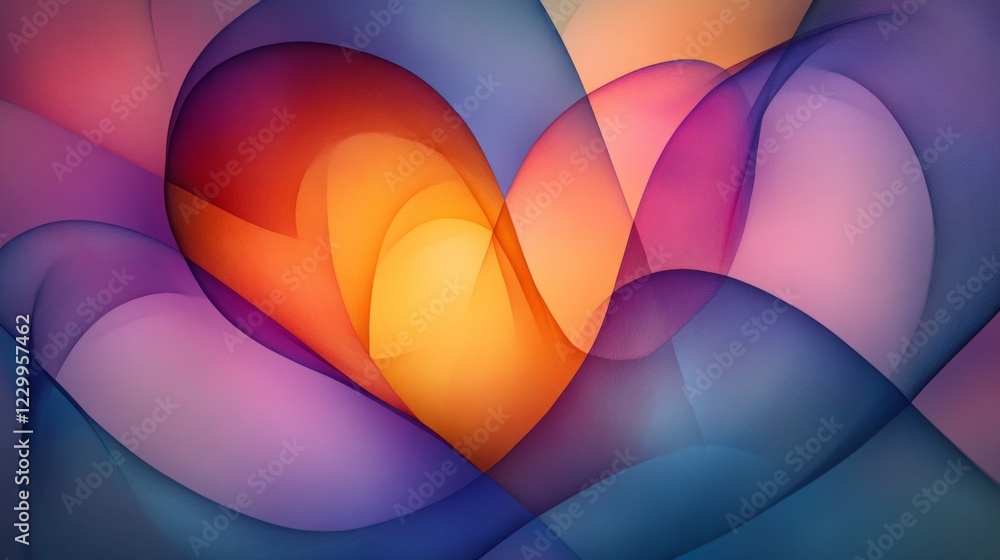 Aufkleber a glowing heart wave pattern flowing through a gradient background, capturing the essence of life an