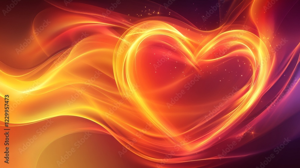 Poster a glowing heart wave pattern flowing through a gradient background, capturing the essence of life an