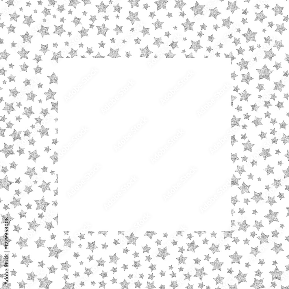 Poster silver stars in square frame square frame made up of small silver stars arranged along the edges, cr
