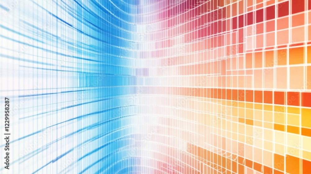 Poster a heatmap graph with gradient color blocks transitioning from cool blues to warm reds, displayed on 
