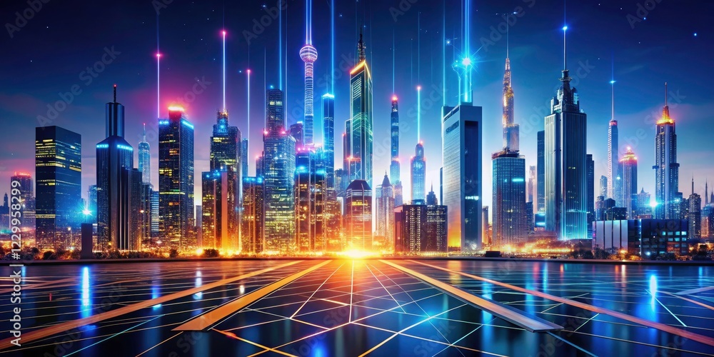 Poster modern tech fuels digital innovation through ai, cybersecurity, data science, and cloud computing ad