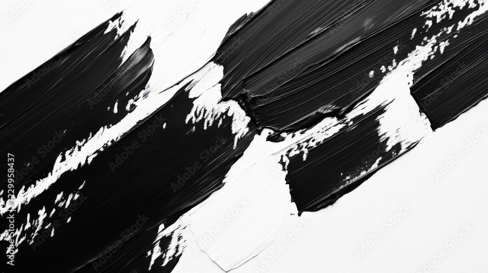 Aufkleber a high-contrast abstract background with bold black brushstrokes on a white canvas, creating an arti
