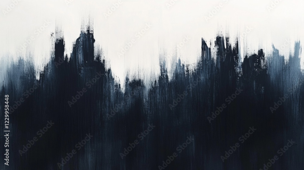 Poster a high-contrast abstract background with bold black brushstrokes on a white canvas, creating an arti