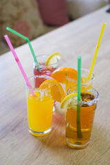 Refreshing summer drinks with citrus fruits