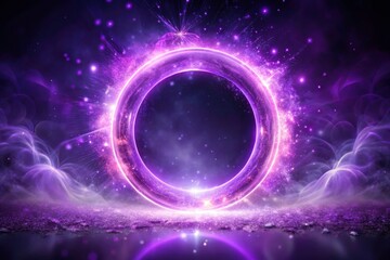Obraz premium Mystical purple ring radiates vibrant light and cosmic energy, a breathtaking fantasy art piece showcasing spiritual power.