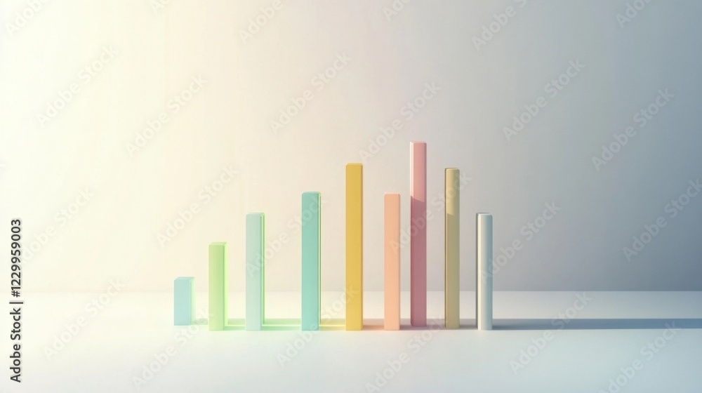 Aufkleber a horizontal bar chart in warm pastel tones, arranged neatly on a white background with soft shadows