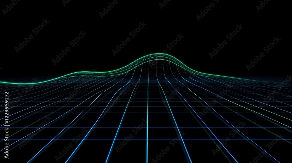 Leinwandbilder a line graph with smooth curves and glowing data points on a dark digital grid, giving a futuristic 