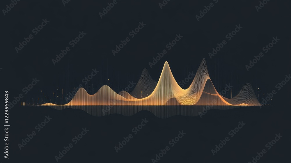 Aufkleber A minimalistic line chart in golden hues on a dark background, with a steady upward trend symbolizing increasing gold prices and value