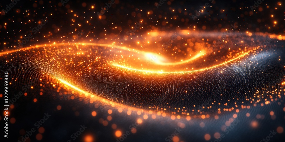 Poster bright orange swirl design on a black background creating a striking visual contrast and modern aest