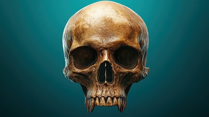 Obraz premium A detailed close-up of a human skull against a gradient background, showcasing its intricate features, This image can be used for educational materials, medical articles, or artistic projects,