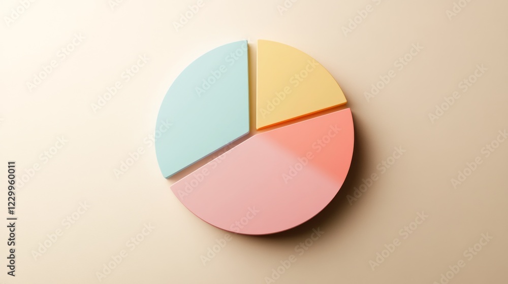 Poster a minimalistic pie chart with pastel-colored slices representing different budget categories, displa