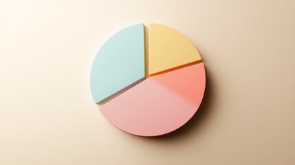 Obraz premium A minimalistic pie chart with pastel-colored slices representing different budget categories, displayed on a light background with percentages clearly labeled for easy understanding.