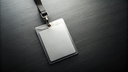 Blank name tag, resting on a dark surface generative ai