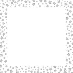 Square frame made of small grey glittering stars, forming a soft sparkling border around a transparent center. Pattern of Grey Glitter Stars in Square Frame

