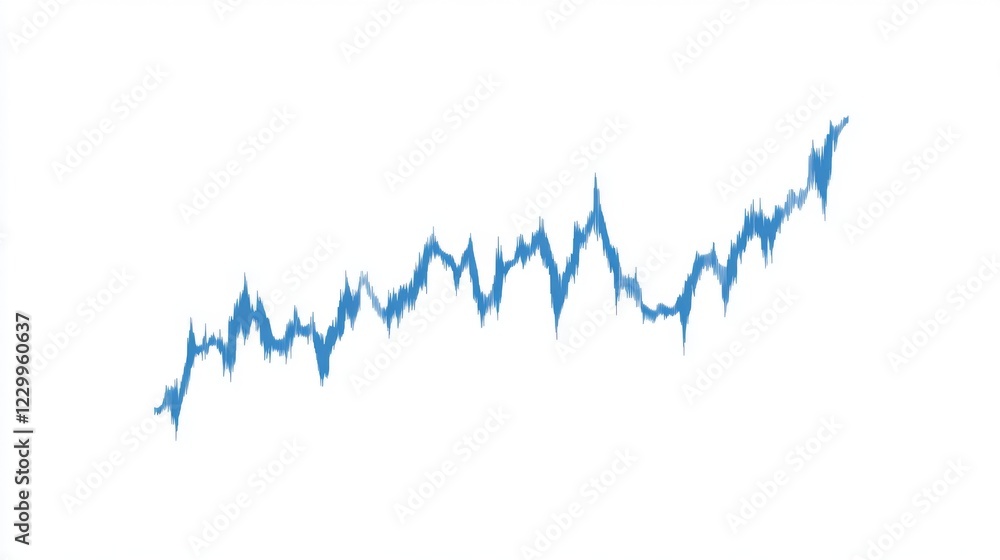 Poster A minimalist line graph with a continuous upward trend in blue against a white background, highlighting key financial milestones in a clean layout