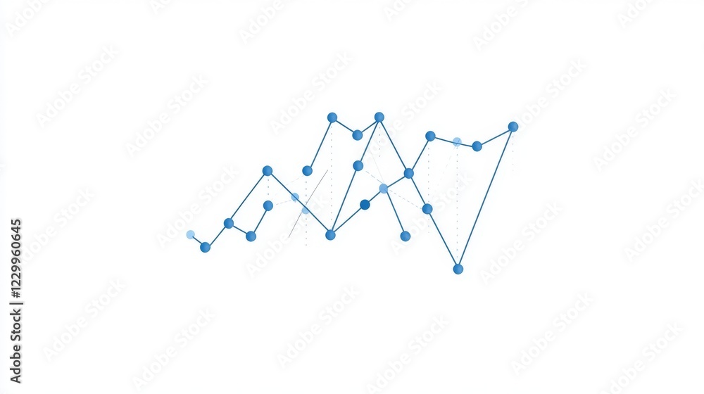 Aufkleber a minimalist line graph with a continuous upward trend in blue against a white background, highlight