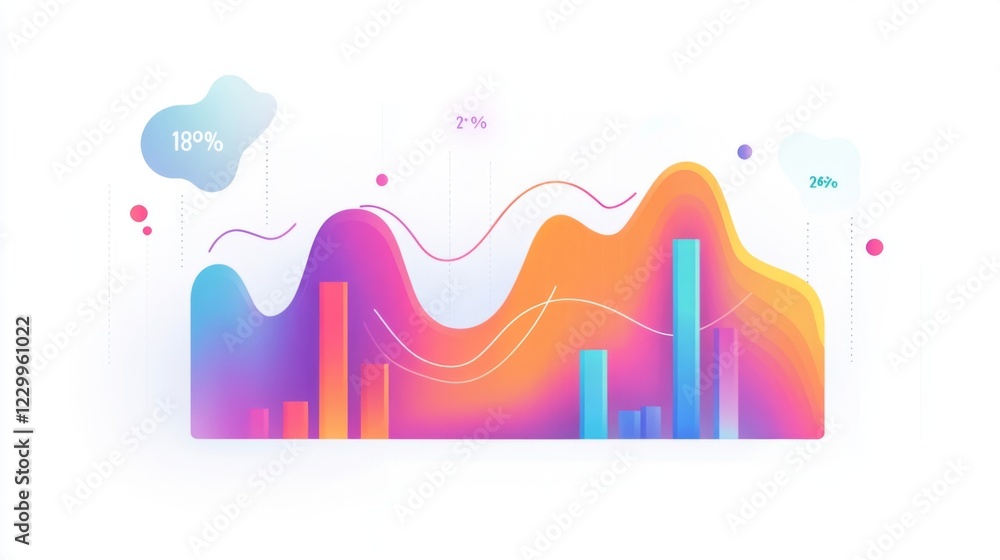 Leinwandbilder a modern combination chart displaying both line and bar graphs for comprehensive financial analysis,