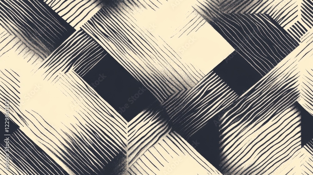 Aufkleber A modern geometric pattern composed of interlocking lines in black and white, creating a sophisticated, high-contrast visual with a timeless appeal