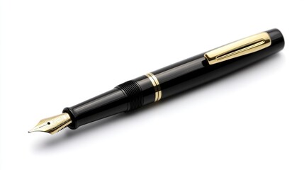 A premium fountain pen with a gold nib placed on a clean white backdrop.