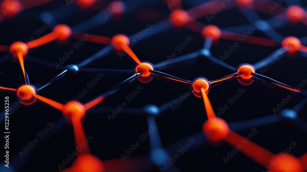 Poster abstract close-up of molecular structure with red and black nodes