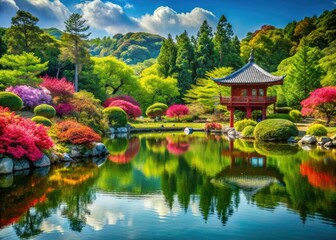 Obraz premium Seattle's Kubota Garden: Stunning high-resolution photos showcase its lake and exquisite Japanese garden.