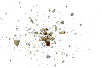 explosion of stone particle and dust isolated